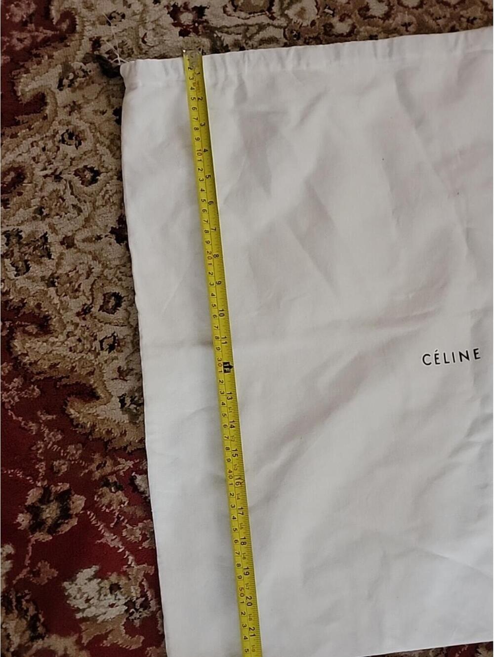 Celine Dustbag Pouch Designer Ivory Logo Drawstring Closure 21.5×22" # - Picture 3 of 8